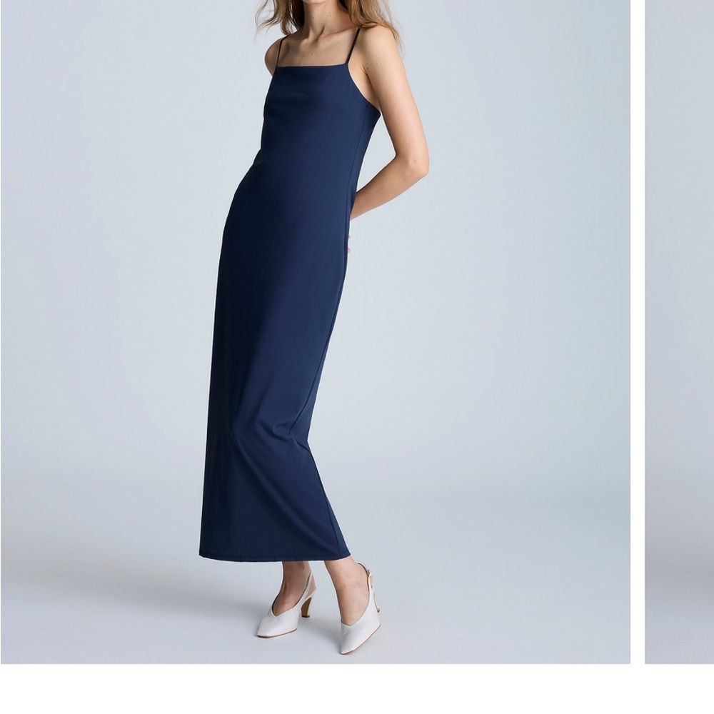Kenneth Cole Navy Square-Neck Maxi Slip Dress